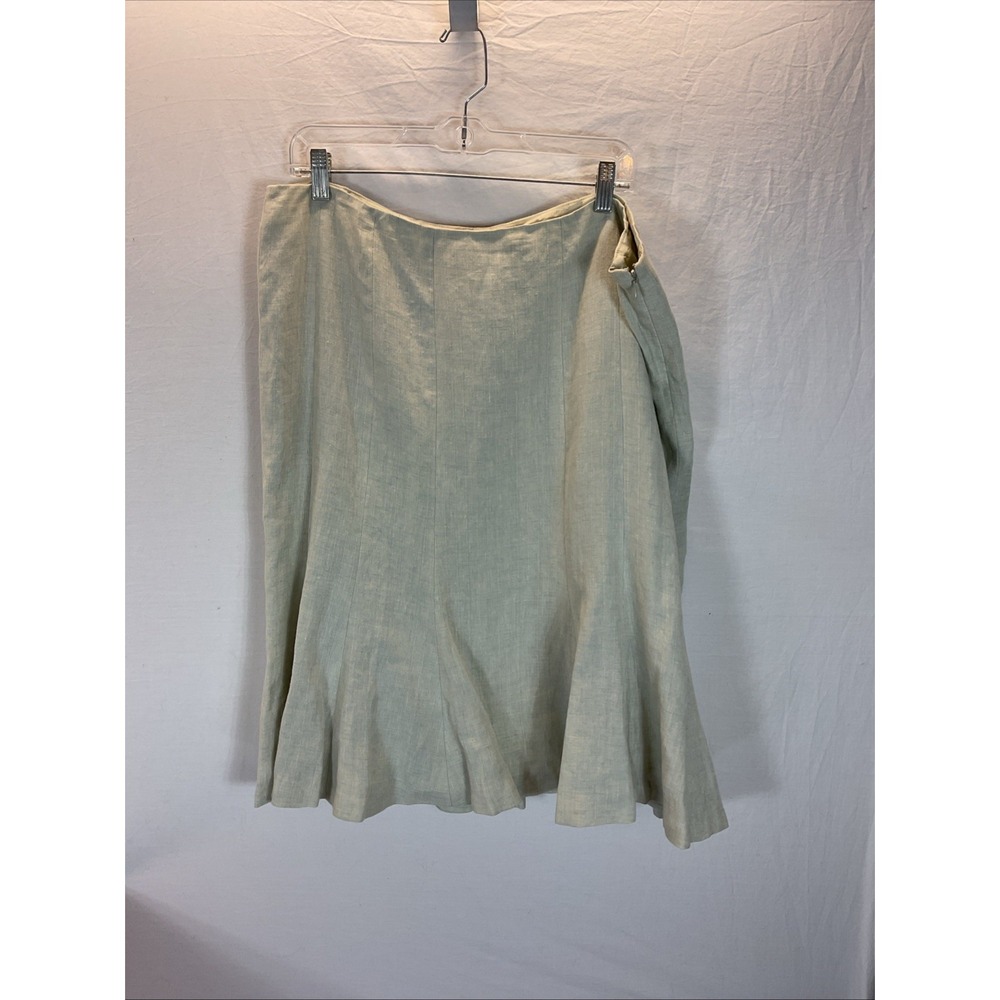 VTG NEW LAUREN RALPH LAUREN Linen Midi Skirt‎ flared green deadstock size 16